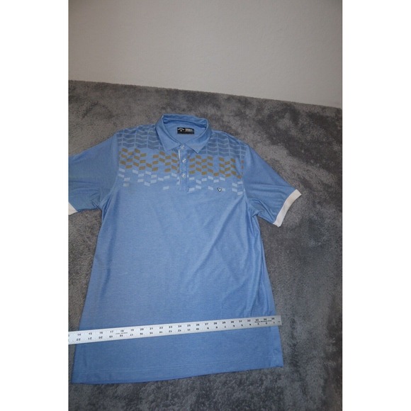 Callaway Opti Dri Men's SZ M Blue Short Sleeve Golf Shirt Race Print Casual - Picture 9 of 16